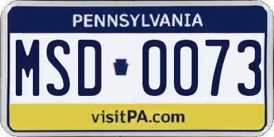 PA license plate MSD0073