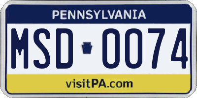 PA license plate MSD0074
