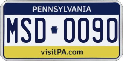 PA license plate MSD0090