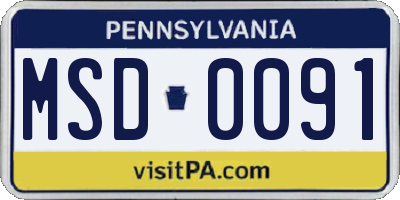 PA license plate MSD0091
