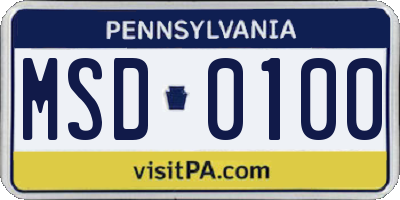 PA license plate MSD0100