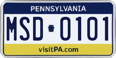 PA license plate MSD0101