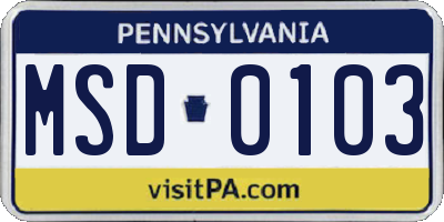 PA license plate MSD0103