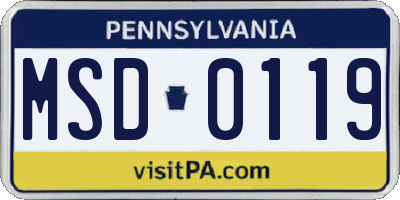 PA license plate MSD0119
