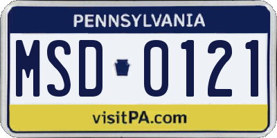 PA license plate MSD0121