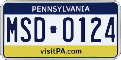 PA license plate MSD0124