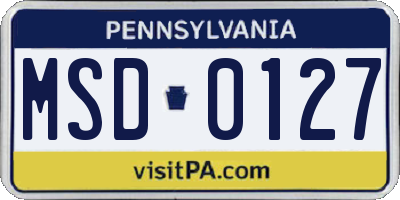 PA license plate MSD0127