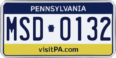 PA license plate MSD0132