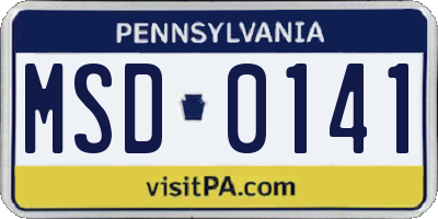 PA license plate MSD0141