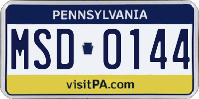 PA license plate MSD0144