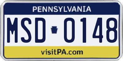 PA license plate MSD0148