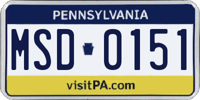 PA license plate MSD0151