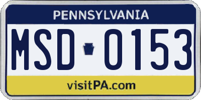 PA license plate MSD0153