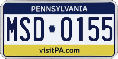 PA license plate MSD0155