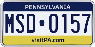 PA license plate MSD0157