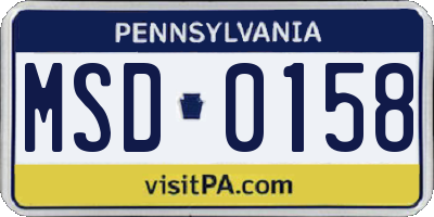 PA license plate MSD0158