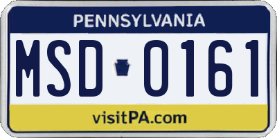 PA license plate MSD0161