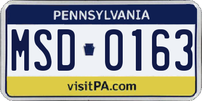 PA license plate MSD0163