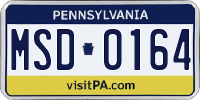 PA license plate MSD0164