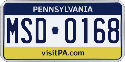 PA license plate MSD0168