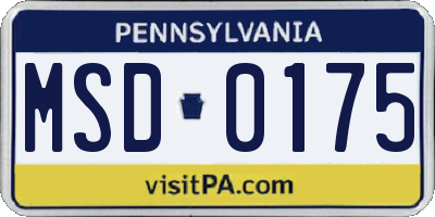 PA license plate MSD0175