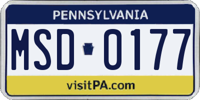PA license plate MSD0177