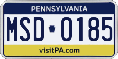 PA license plate MSD0185