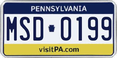PA license plate MSD0199