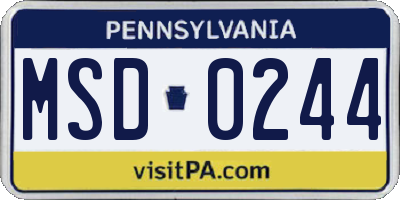 PA license plate MSD0244