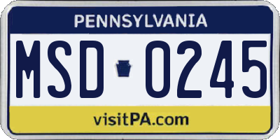 PA license plate MSD0245
