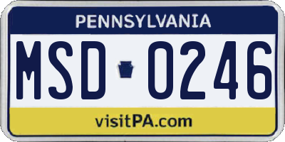 PA license plate MSD0246