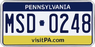PA license plate MSD0248