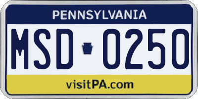 PA license plate MSD0250