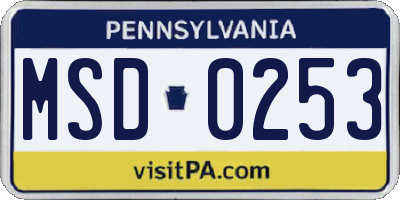 PA license plate MSD0253