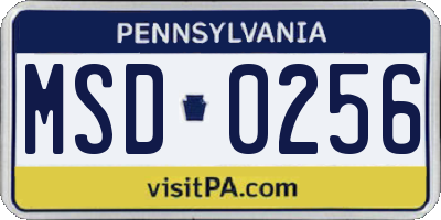 PA license plate MSD0256