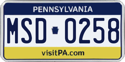 PA license plate MSD0258