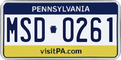 PA license plate MSD0261
