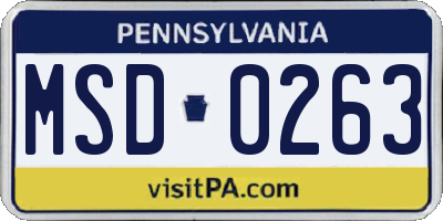 PA license plate MSD0263