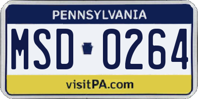 PA license plate MSD0264