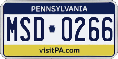 PA license plate MSD0266