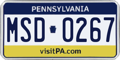 PA license plate MSD0267