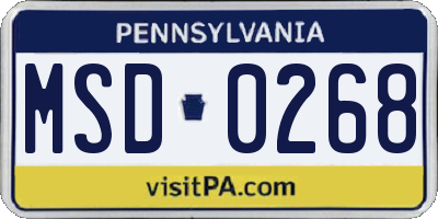 PA license plate MSD0268