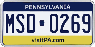 PA license plate MSD0269