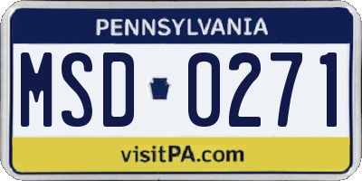 PA license plate MSD0271