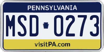 PA license plate MSD0273