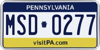 PA license plate MSD0277