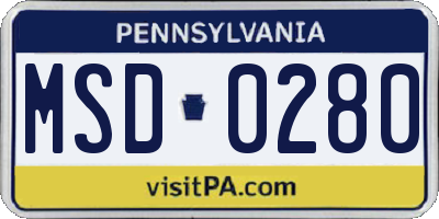 PA license plate MSD0280
