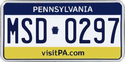 PA license plate MSD0297