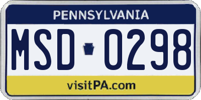 PA license plate MSD0298
