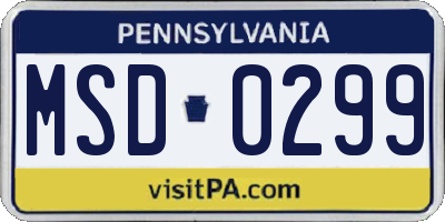PA license plate MSD0299
